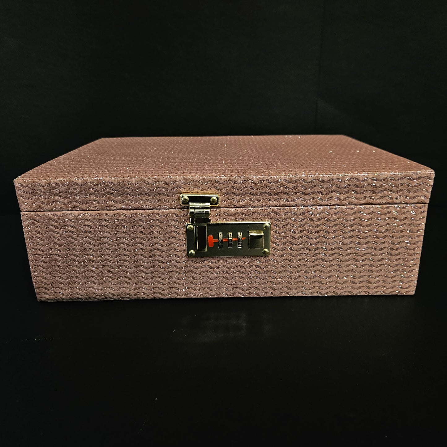 Rectangular light pink Wooden Bangle Box 3 Rods & hard Material glitter Desiger Bangle Box with smart number lock for women's