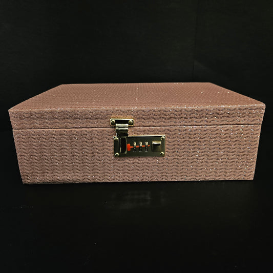 Rectangular light pink Wooden Bangle Box 3 Rods & hard Material glitter Desiger Bangle Box with smart number lock for women's