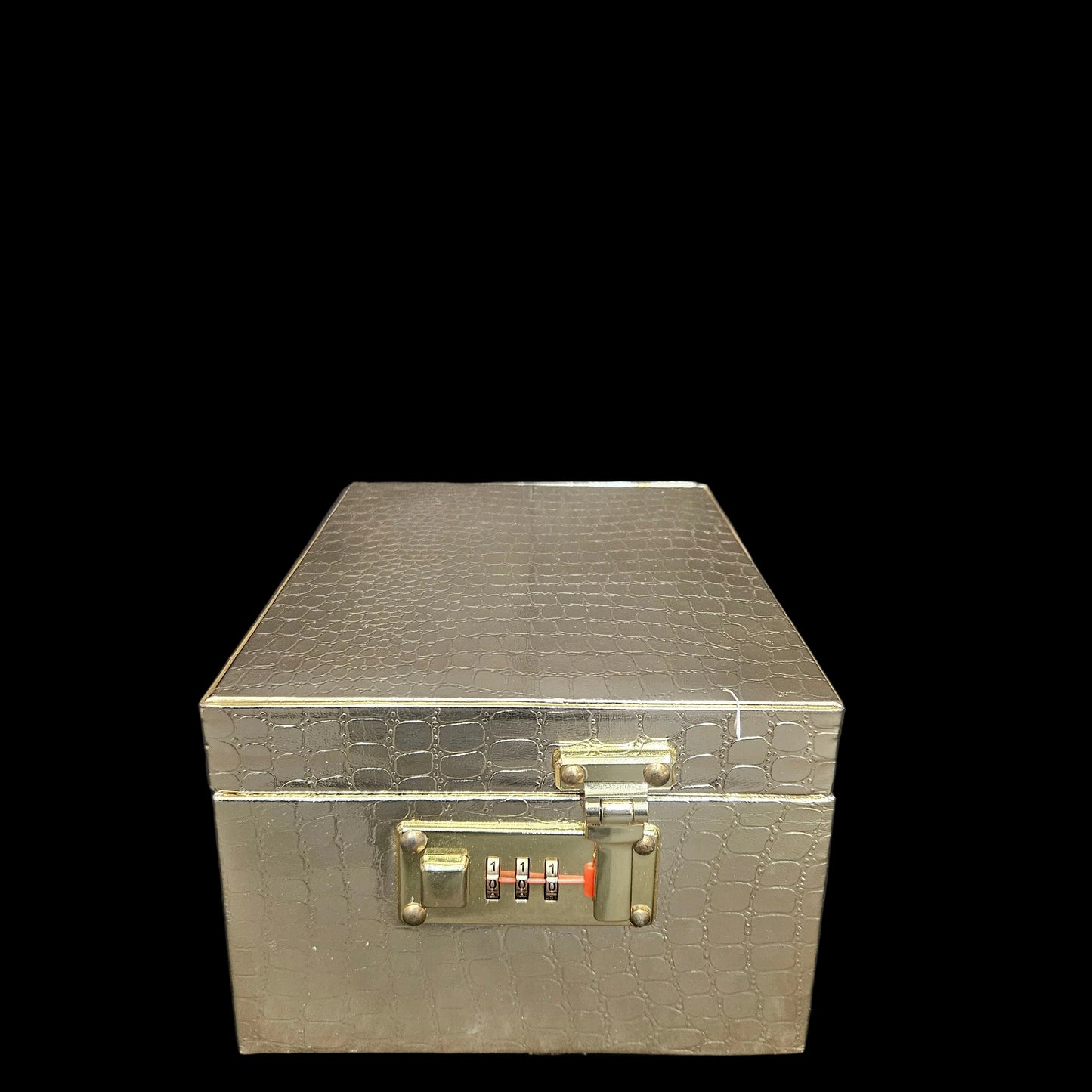 Luxurious Gold Jewelry Box with Combination Lock, Textured Pattern Storage Case, Beige Velvet Interior, Multiple Compartments for Rings, Necklaces