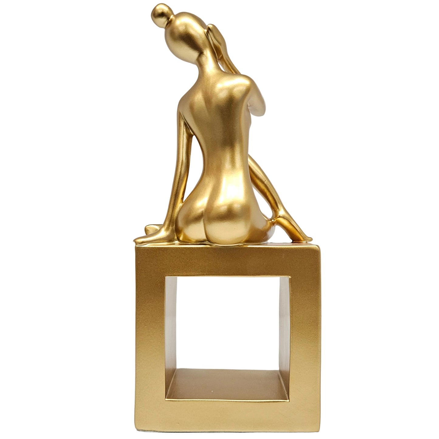 Girl Statue Aesthetic Modern for Home Tabletop Bedroom Golden Showpiece Figurine