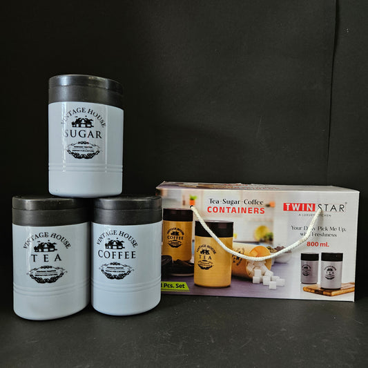 Twin Star a luxury kitchen your Daily pick me up,with freshness Tea-Sugar-coffee Containers with premium quality