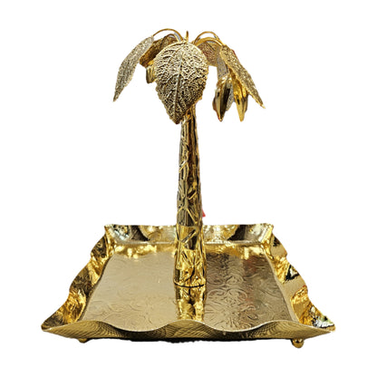 Metal square Dish Holder for Jewelry, Coconut Tree Jewelry Dish Ring Holder, Trinket Dish Jewelry Organizer Showpiece