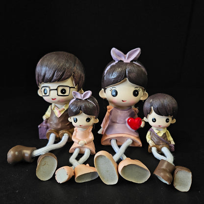 Cartoon Resin Outseam 4pieces set family Hanging Feet Doll Home Wall Decoration