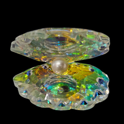 Feng Shui Glass Oyster with Pearl Vastu Items for Home for Money, Glass Oyster Showpiece, Oyster with Pearl for Good Luck and Prosperity