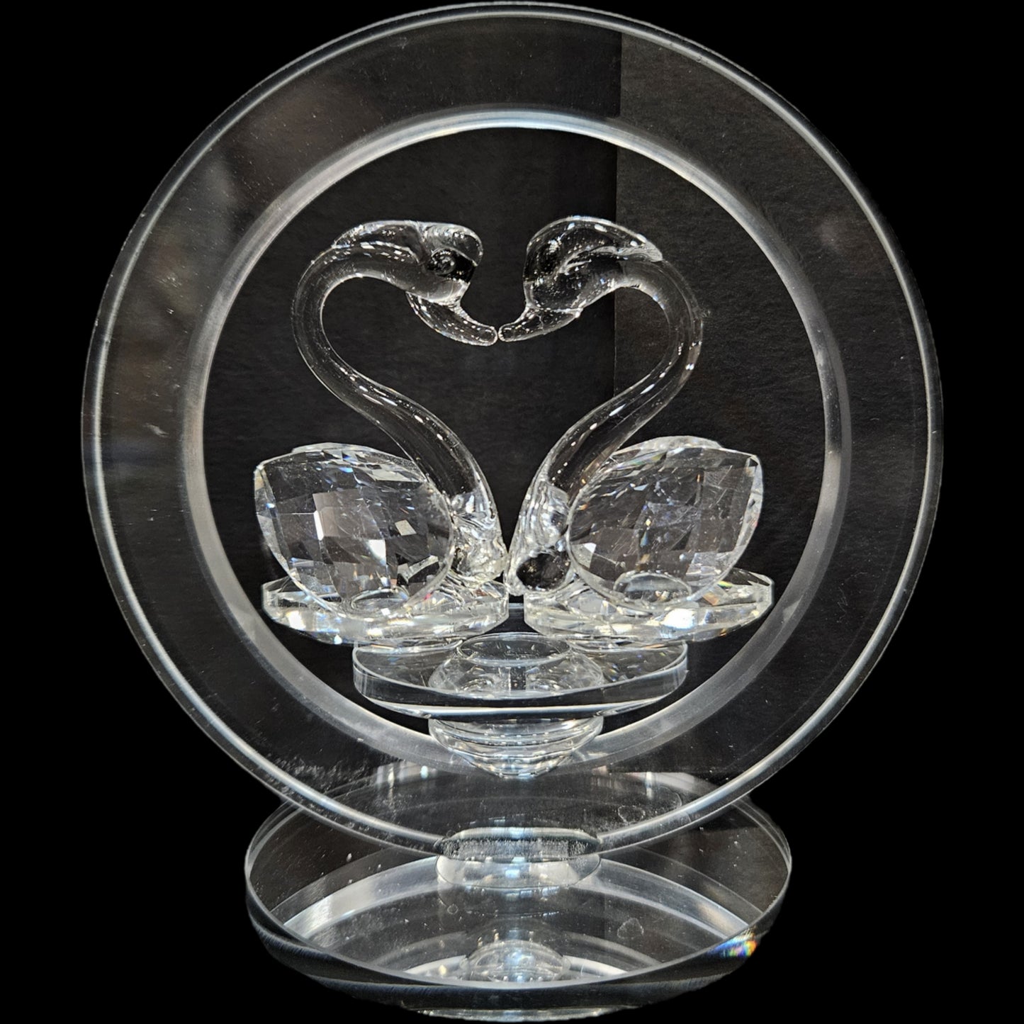 Crystal Glass Love Swans Showpiece Figurine for Home Decor Items