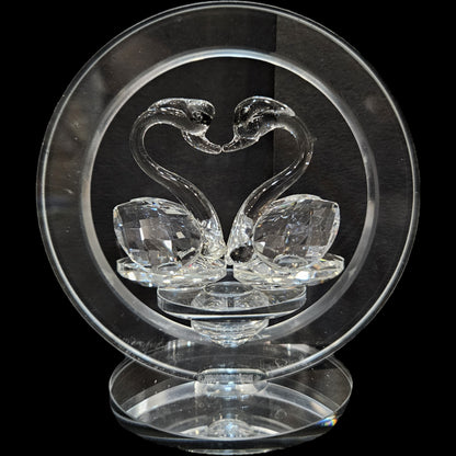 Crystal Glass Love Swans Showpiece Figurine for Home Decor Items