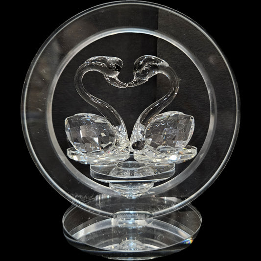 Crystal Glass Love Swans Showpiece Figurine for Home Decor Items