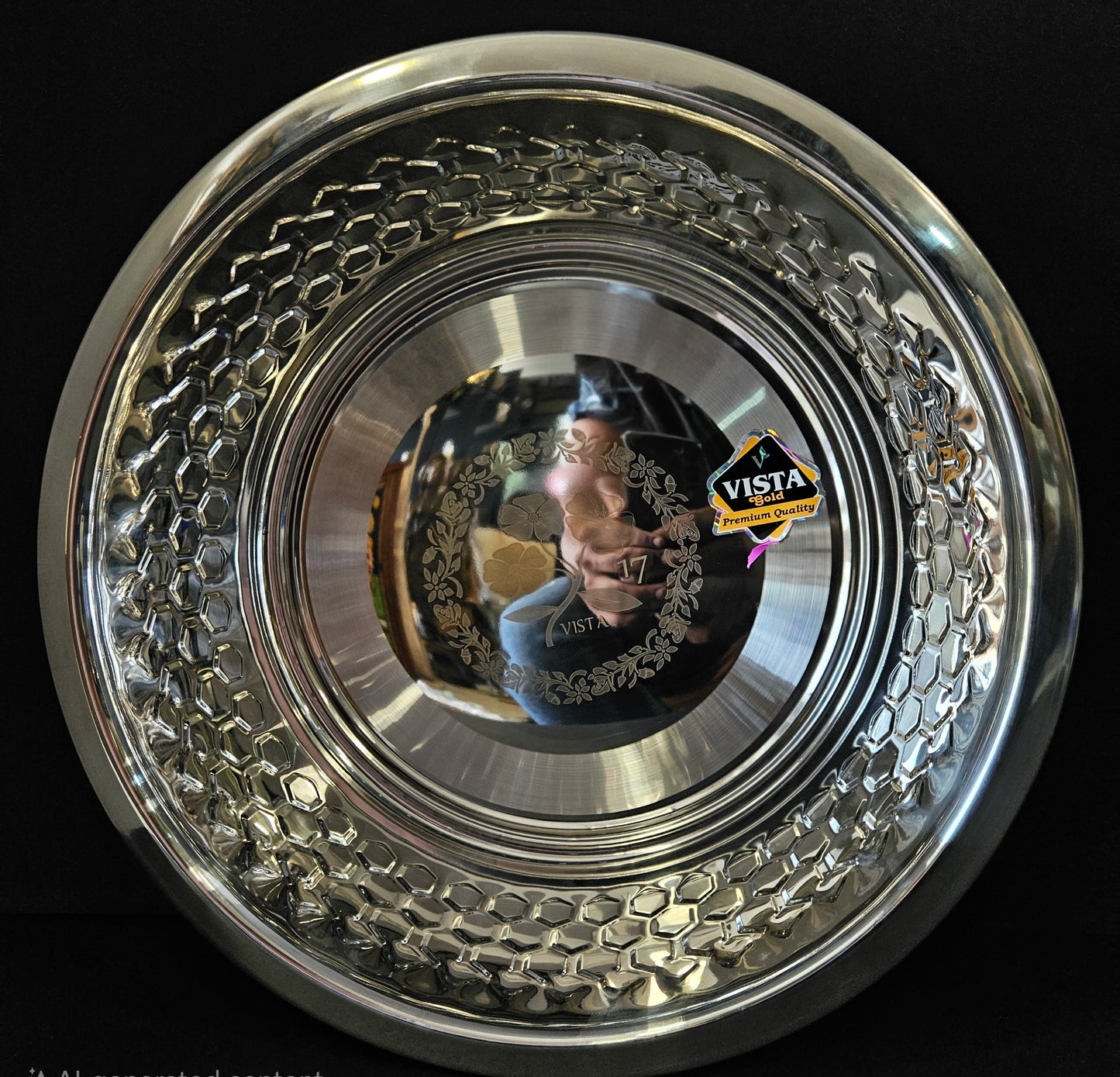 Floral & hexagon Designed Vista Gold Premium Quality stainless Steel Big size food Storage Bowl