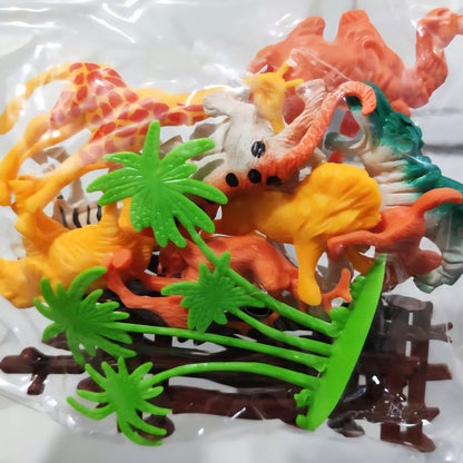 Small Size Full Action Toy Figure Jungle Cartoon Wild Animal Toys Art & Craft Playing Set for Kids Current Animals Lion Giraffe Elephant Tiger Toys for Children
