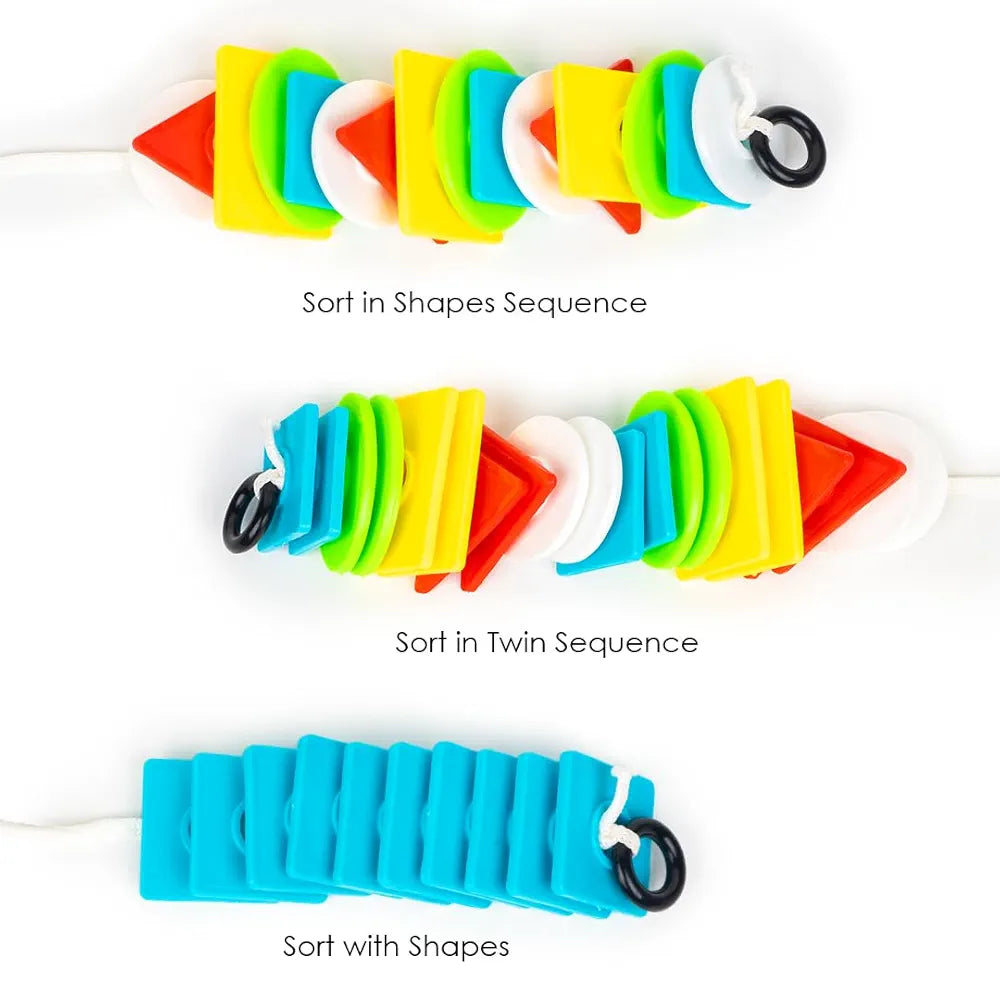 Ratna's 2D Shapes Shooter Plastic 5 Geometric Shapes Lacing Activity Preschool Kit Montessori Shape Sorting Toys for Kids 2+ Years