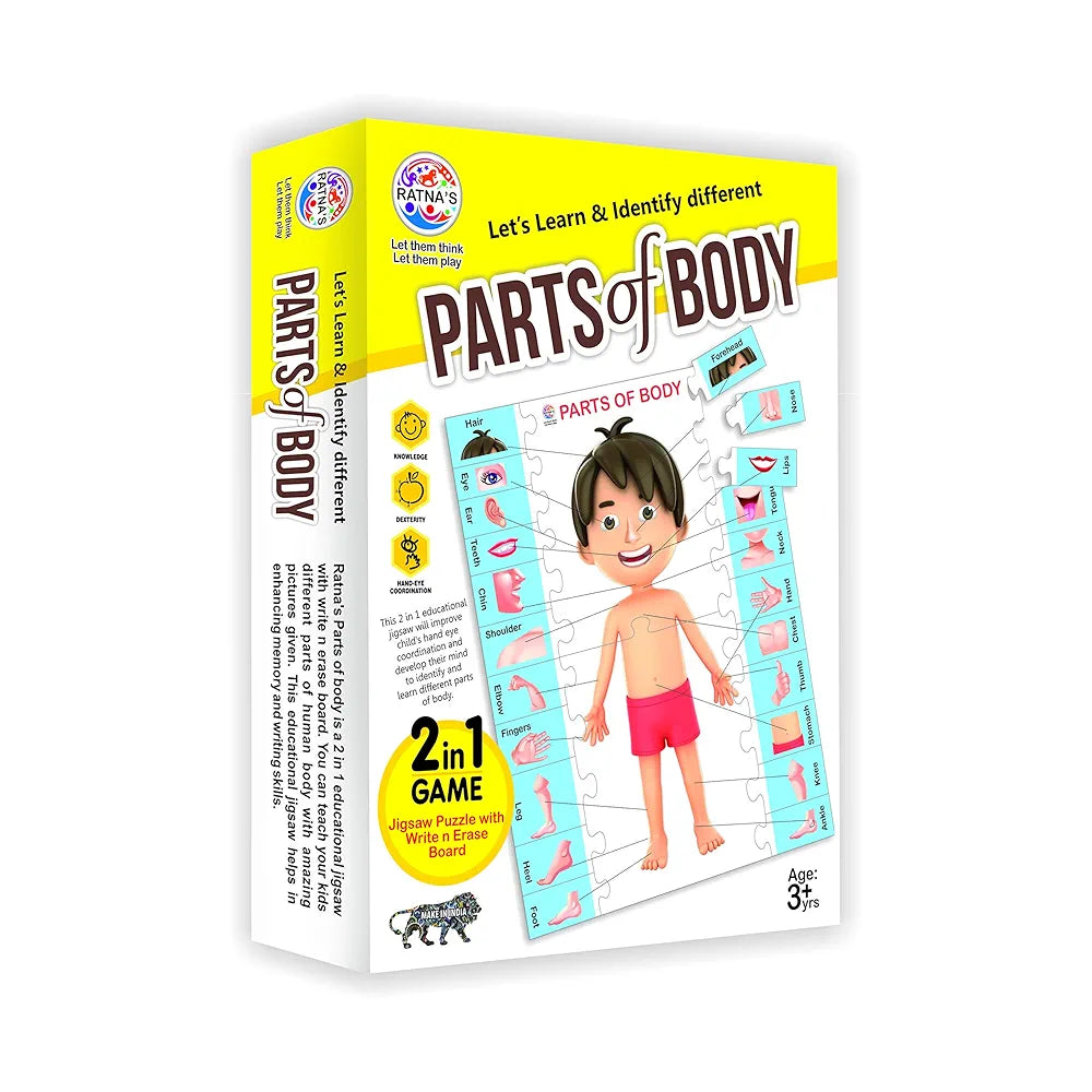 RATNA'S Parts of Body Jigsaw Puzzle for Kids with 2 in 1 Write and Wipe Board with Body Parts