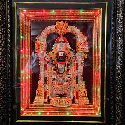 Tirupati Balaji decorated with attractive stones,slokam & multi colour lighting Cabin idol perfect for Marriage gifting,house warming