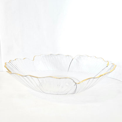 Flower Shaped designer plate,Crystal Clear transparent Appetizer Plates Snack Fruit with Golden Edges