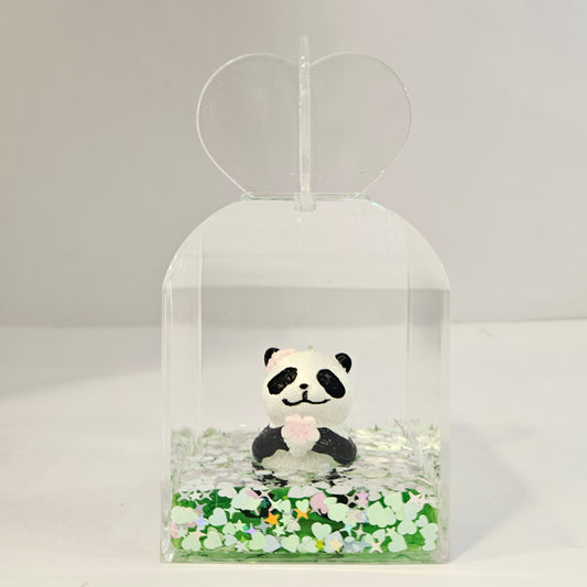Unsinkable Floating Panda Jelly Glitter Rectangle Desk Accessory