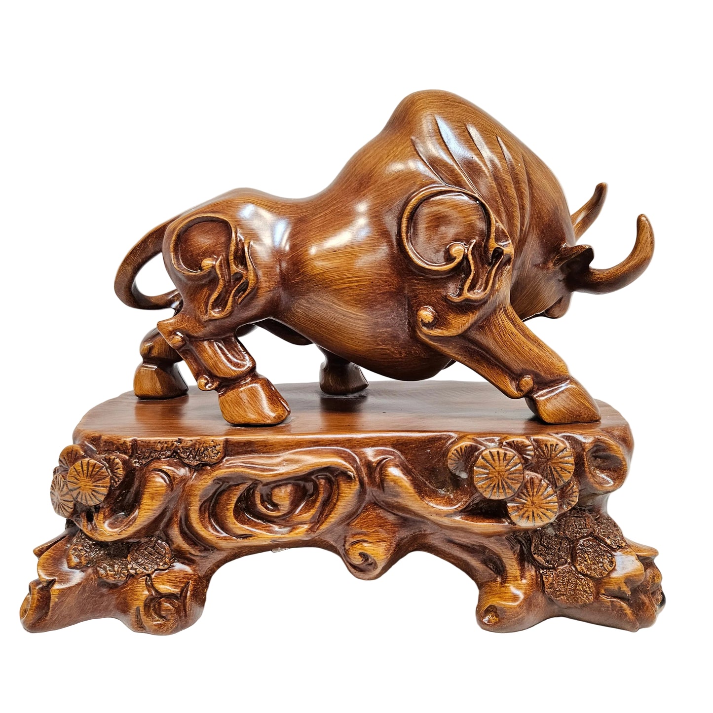 Lucky Feng Shui Bull Sculpture in Brown Decorative Showpiece Animal Figurine