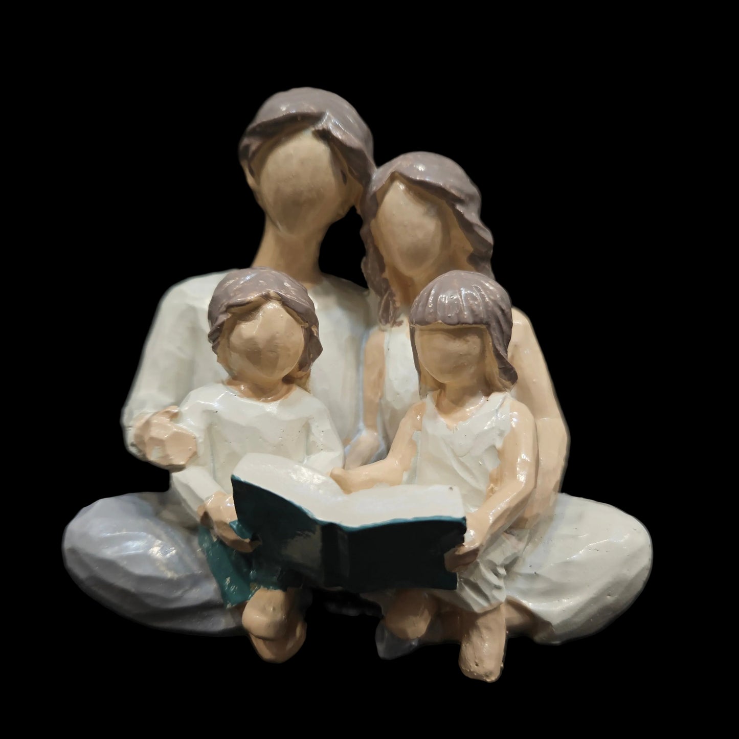 Family of 4 Reading Book Figurines As Shown Resin for Parents or Daughter and Son, Home Decoration