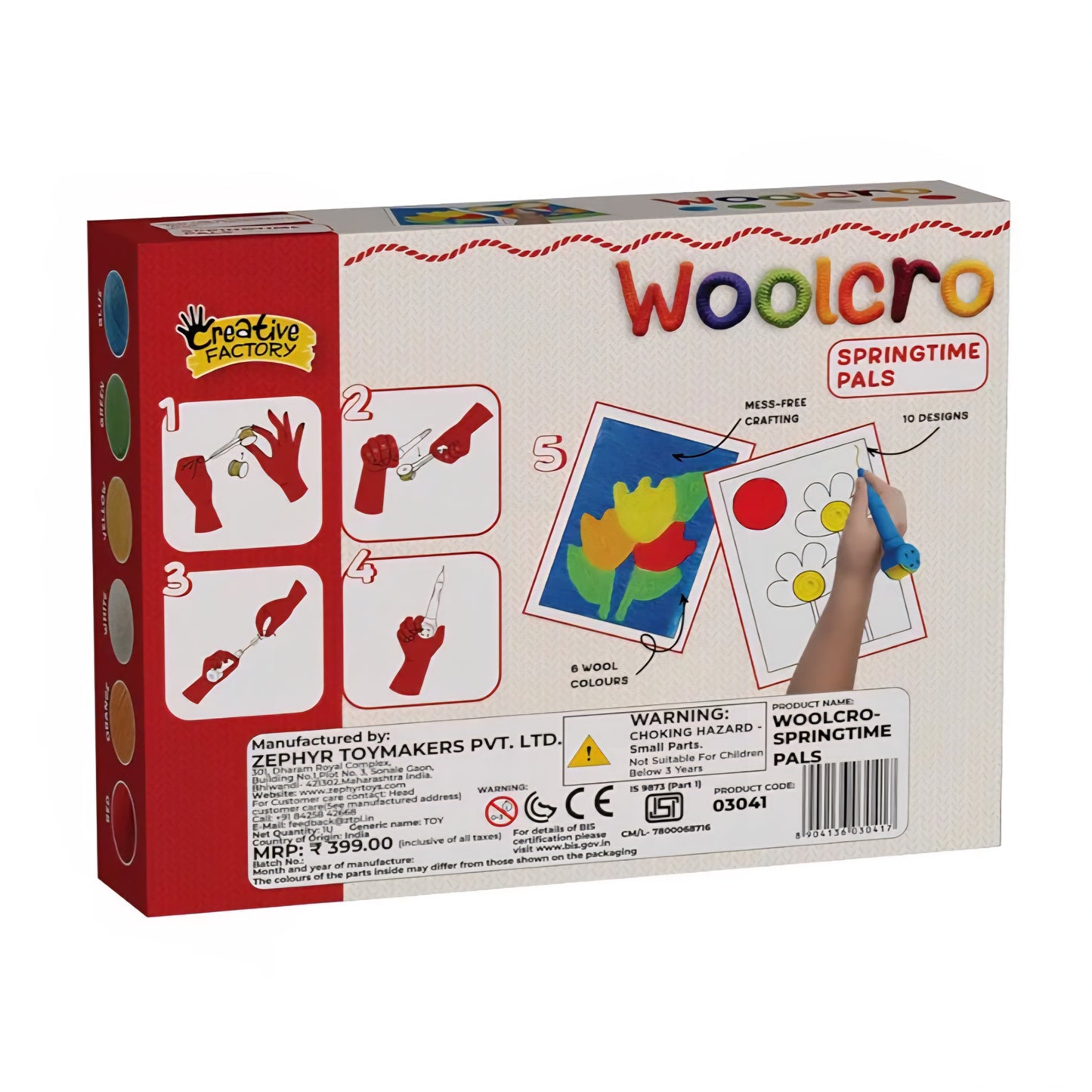 Creative Factory Woolcro - Springtime Pals, Art and Craft kit for Girls 5+, Yarn Craft, DIY kit, Travel Toys