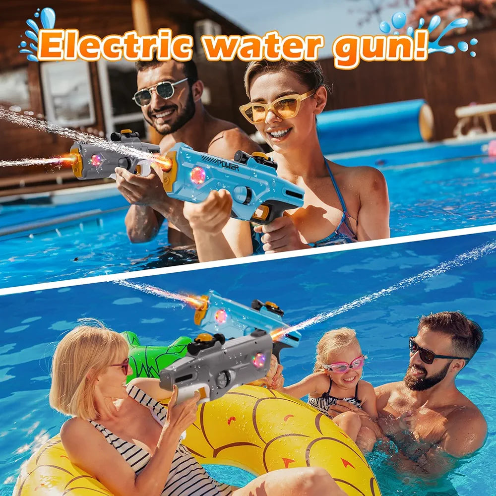 Electric Water Gun for Adults Kids,High Powered Water Blasts with Light,Powerful Automatic Squirt Gun, Auto Refill Long Range,Pool Party Swimming Outdoor Summer Toy Game for Boy Girl