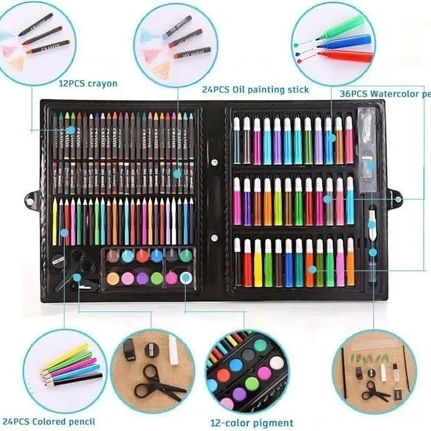 Crafty kids 150pcs art kit set for kids above 6 years old