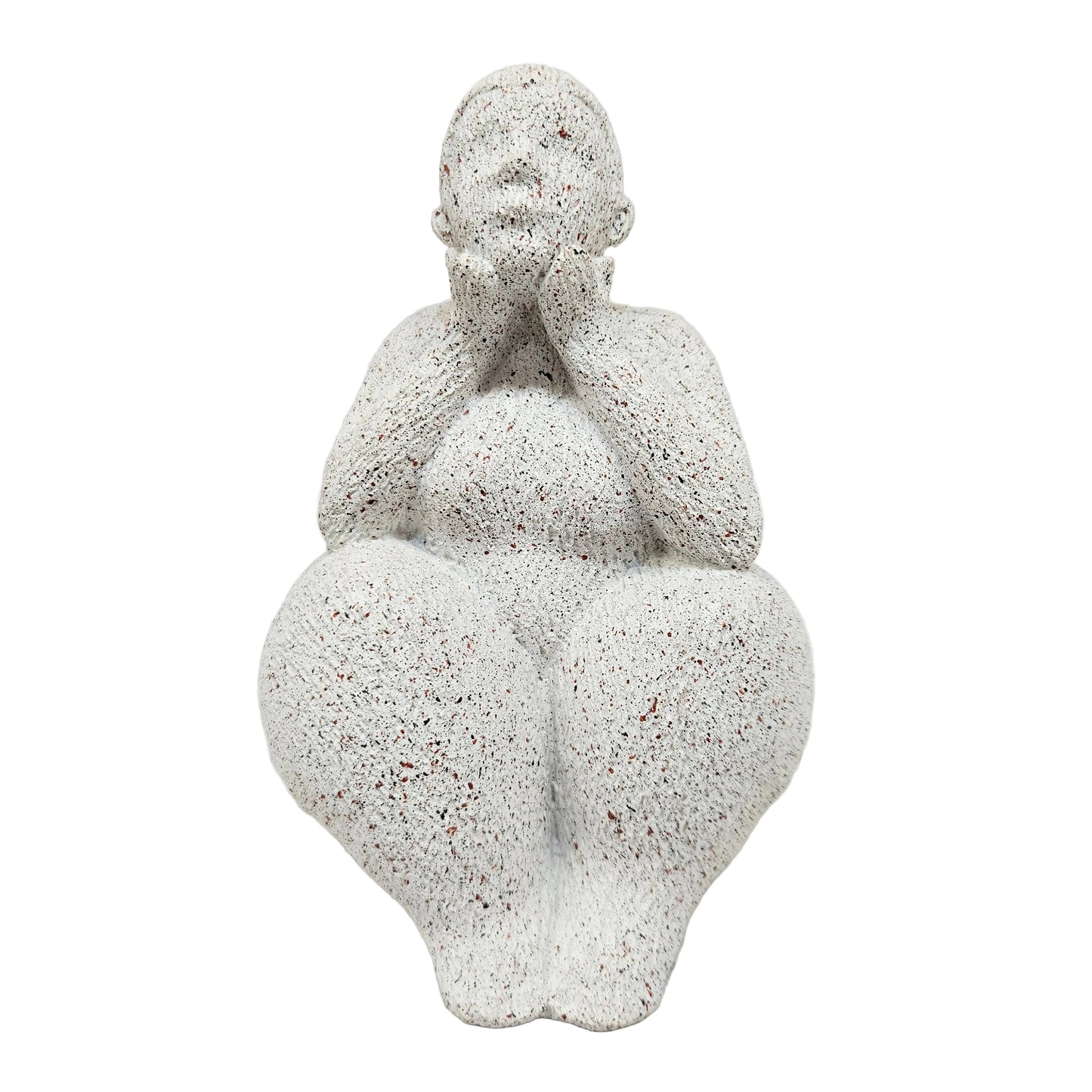 white resin decorative figurine depicts a sitting woman with a speckled texture, suitable for modern home decor