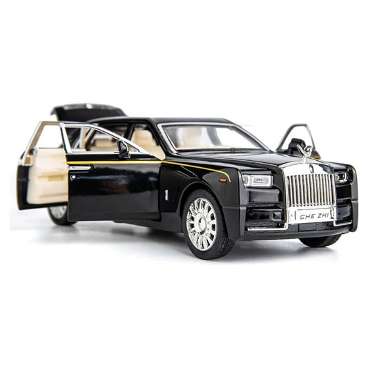 Rolls Royce Phantom Model Car 1:18 Scale Exclusive Alloy Metal Pull Back Die-cast Car Toy with Openable Doors & Light Music Boys Toys for Kids