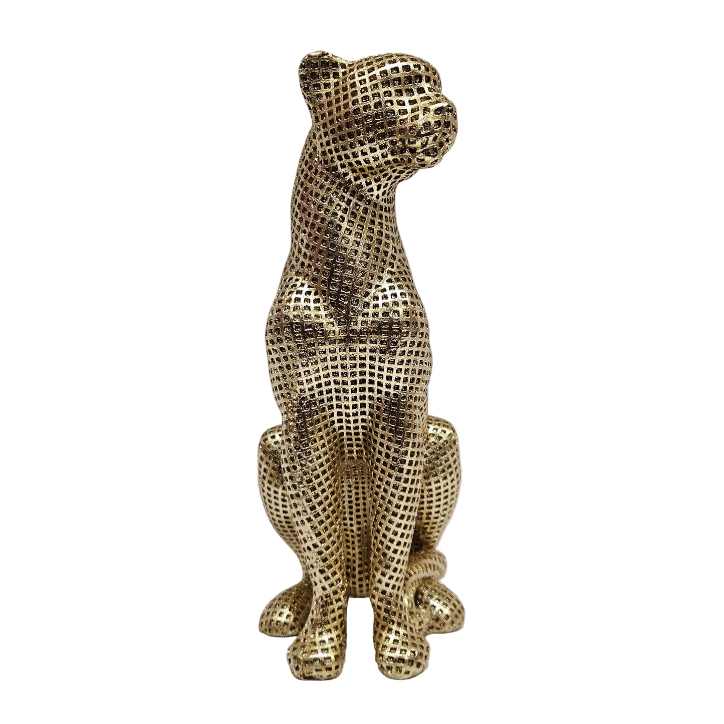 Majestic Panther Sculpture | Luxury Resin Animal Figurine for Home & Office Décor | Metallic Gold Textured Finish | Modern Table Showpiece for Living Room