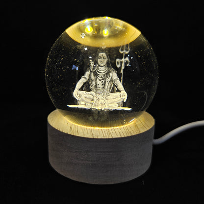 Crystal Ball Night Lamp, Solar System Light, USB Table Colorful Wooden Crystal for Home, Office, Birthday Gift