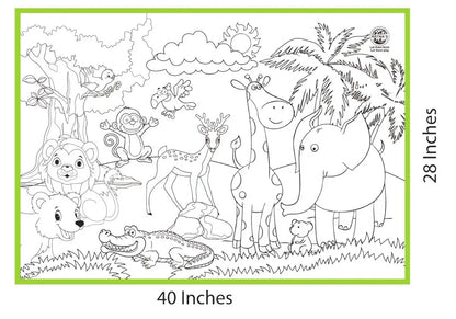 My Coloring Mat Jungle Printed Mat of Washable & Reusable Colouring Kit for Kids