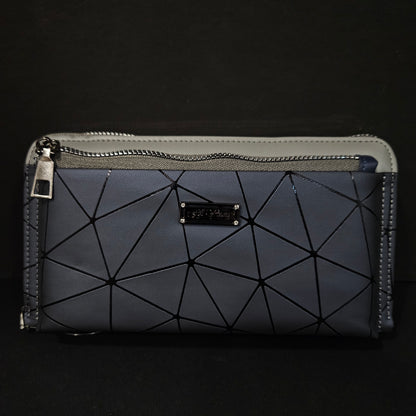 Leather Thin Slim Wallets for Women with Double Zipper