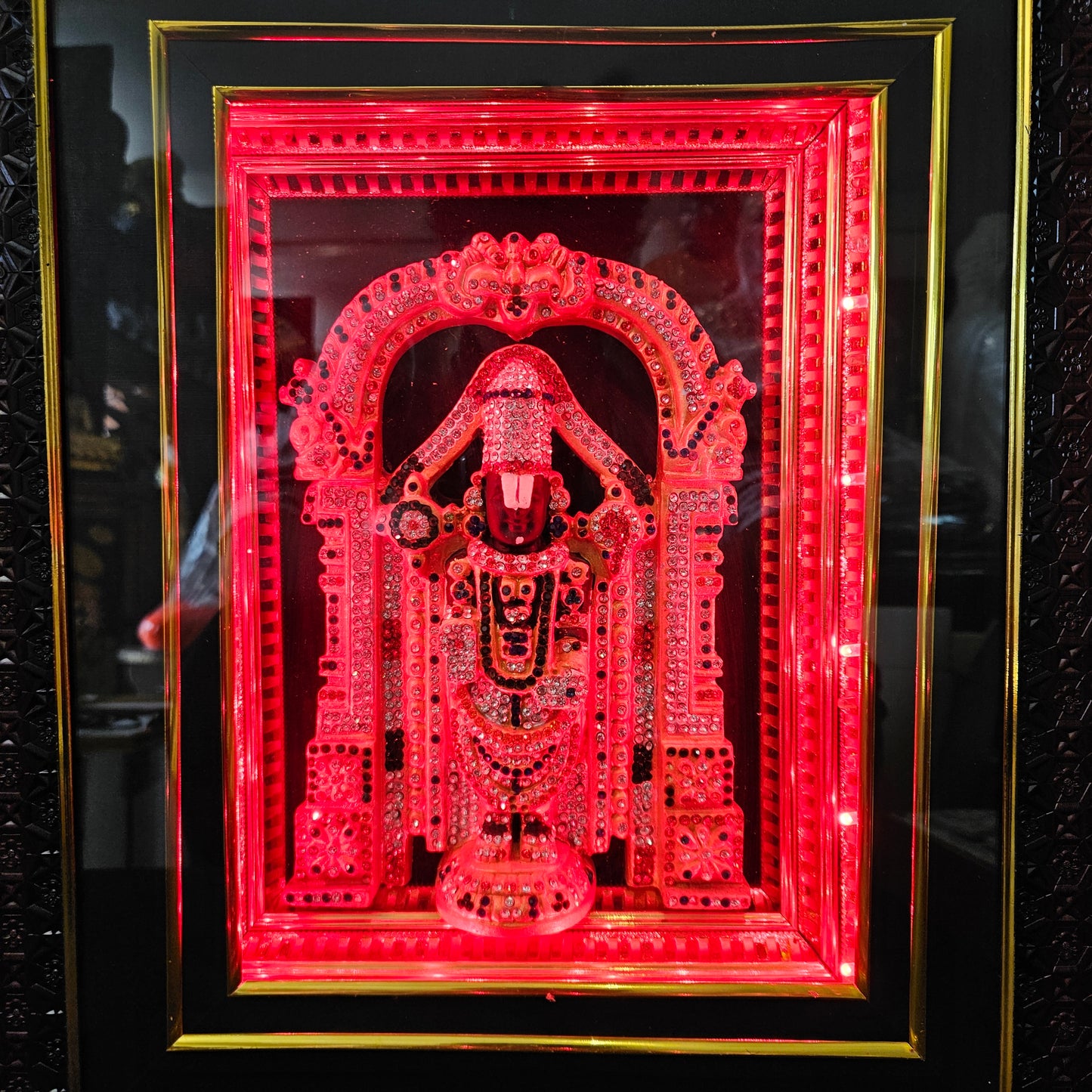Tirupati Balaji decorated with attractive stones,slokam & multi colour lighting Cabin idol perfect for Marriage gifting,house warming