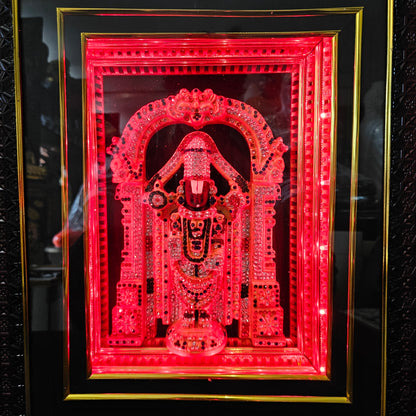 Tirupati Balaji decorated with attractive stones,slokam & multi colour lighting Cabin idol perfect for Marriage gifting,house warming