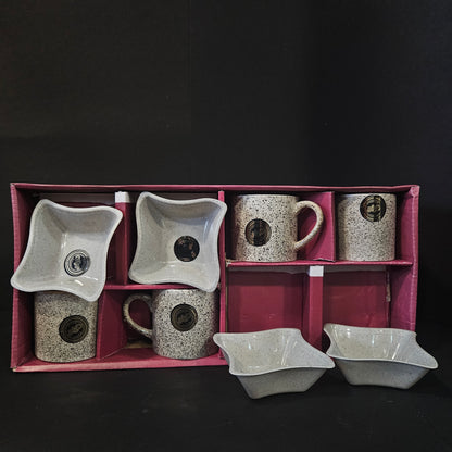 Taj expensive range 4 pieces Ceramic cups & 4 pieces snack cups perfect for Return gifting purpose