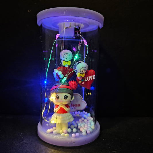 Best wishes lighting in a glass capsule with heart Shapes perfect for couple gifting
