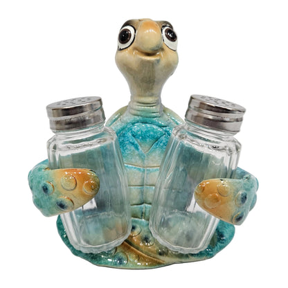 Sea Turtle With Salt and Pepper Shaker Figurines Decorations Set with Holder Figurine for Beach Bar or Tropical Kitchen Decor Table Decorations For Home Gifts