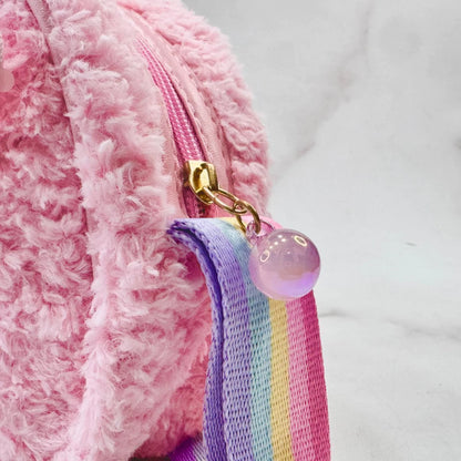 Premium fur cute face designer sling bag with magnetic lock bag for kids