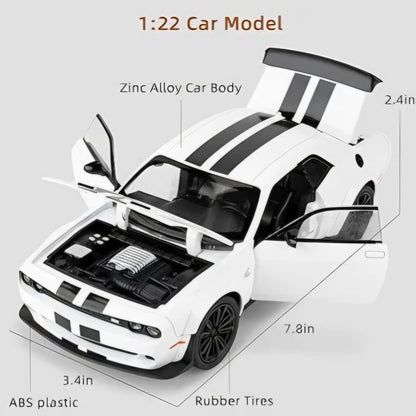 Dodge Challenger SRT Exclusive Alloy Metal Pull Back Die-cast Car Model with Sound Light Mini Auto Toy for Kids for Toy Car with Sound and Light