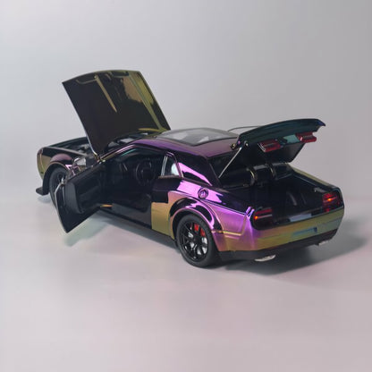 Die-Cast  Dodge challenger Simulation Sound &Light Pull Back