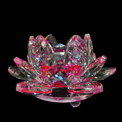 Glass Pink Crystal Lotus for Positivity Love Harmony Prosperity Peace Health Wealth Good Luck