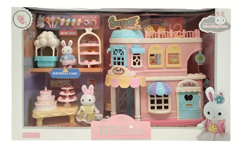 Bay Dreamy Mini Tavşan Pastane Oyun Set. Cady Rabbit interesting series. A two-story building designed as a pastry shop.