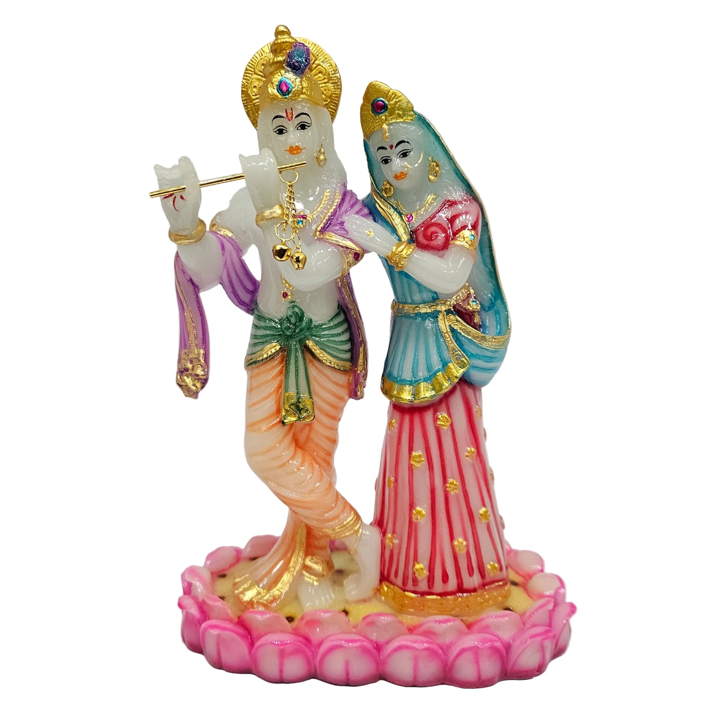 Shree Radha Krishna Idol | Marble Powder Murti for Home Temple, Office & Pooja Mandir | Figurine for Janmashtami, Worship & Festive Gifting