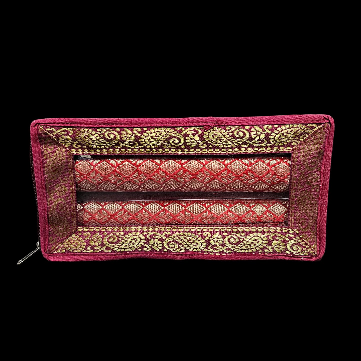 Bangle Box for Women – Brocade Hardboard 2Rod Bangles Storage Organizer with Transparent Jewellery Organizer Case