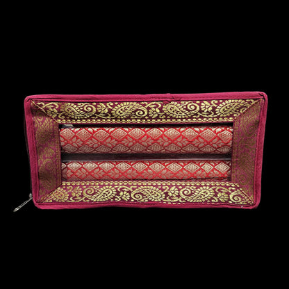 Bangle Box for Women – Brocade Hardboard 2Rod Bangles Storage Organizer with Transparent Jewellery Organizer Case