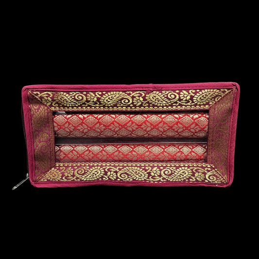 Bangle Box for Women – Brocade Hardboard 2Rod Bangles Storage Organizer with Transparent Jewellery Organizer Case