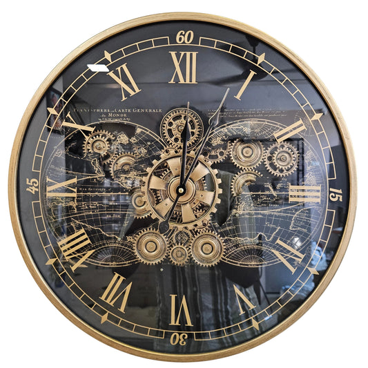 Luxe Tea Table & wall hanging clock With Moving Gear Mechanism Vintage Style Moving Mechanism Rotating for Home & Office Decor