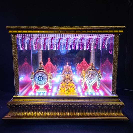 Tirupati Gopuram,shank&Chakra decorated with attractive stones,slokam & multi colour lighting Cabin idol perfect for Marriage gifting,house warming