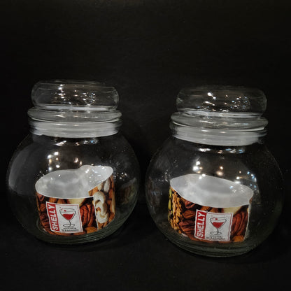Shelly Glassware Walnuts 2pieces Glass Jar set