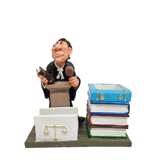 Lawyer Polyresin Figurine Sculpture Showpiece with Pen Stand and Card Holder / Lawyer Table Pen Stand / Desk Organizer with showpiece