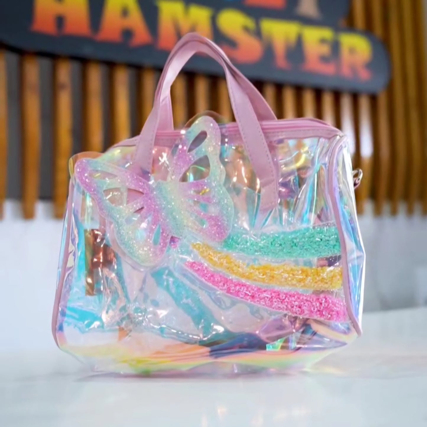 Premium quality holographic rainbow duffle bag for kids
