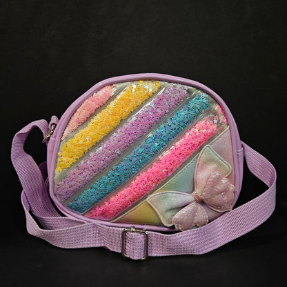 Cute Purse sling bag for Girls Kids, Rainbow Glitter Sequin Crossbody Bag for Toddlers
