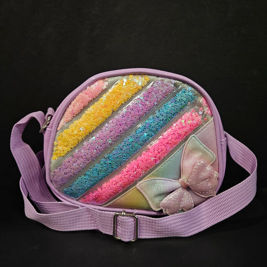 Cute Purse sling bag for Girls Kids, Rainbow Glitter Sequin Crossbody Bag for Toddlers